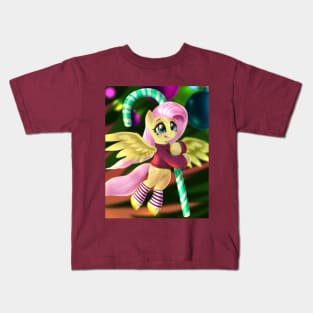 Tiny Fluttershy at Christmas Kids T-Shirt